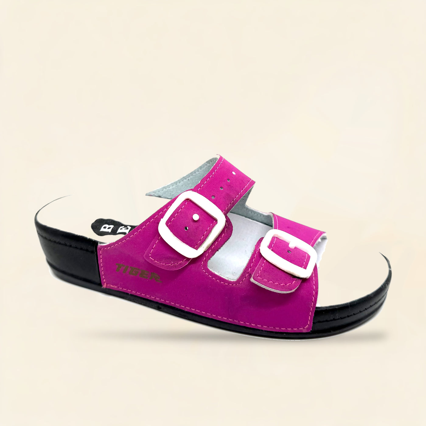 5078 NBK — Twin-buckle footbed slide, Magenta