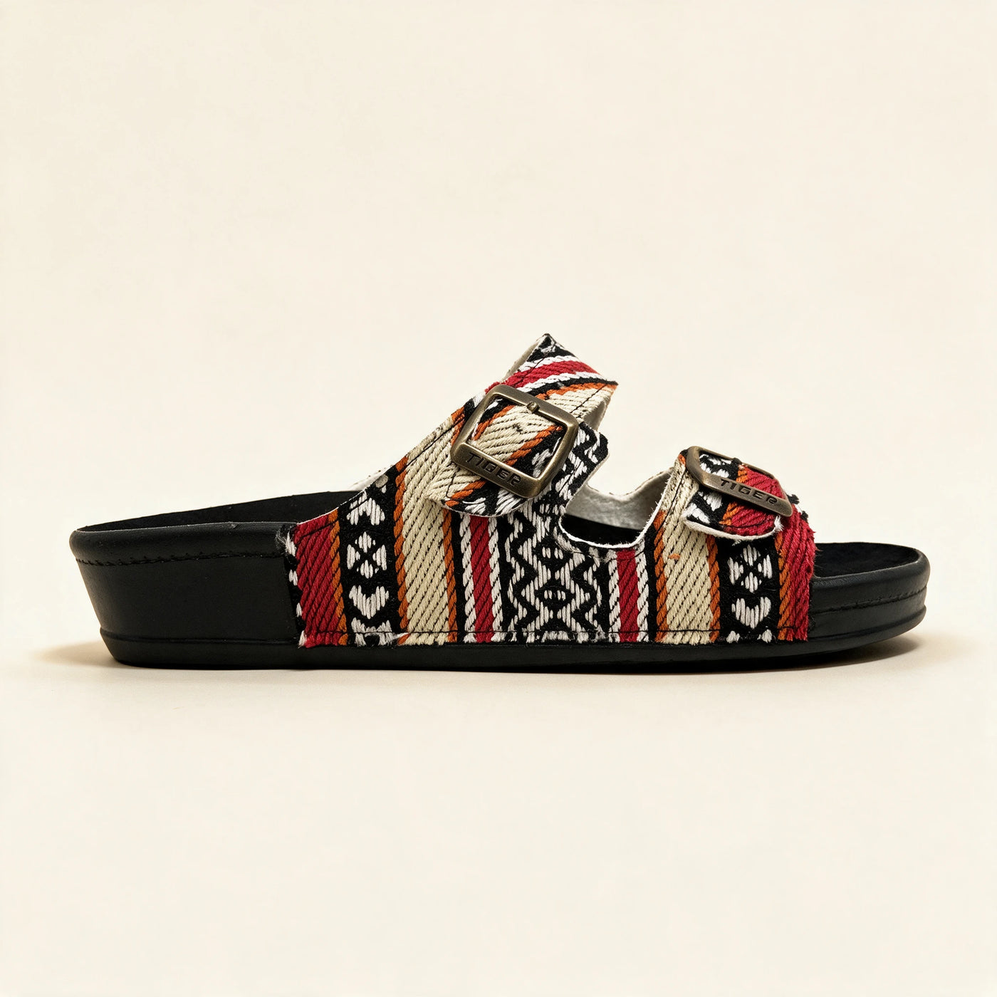 5078 Sadu — Twin-buckle footbed slide, Red