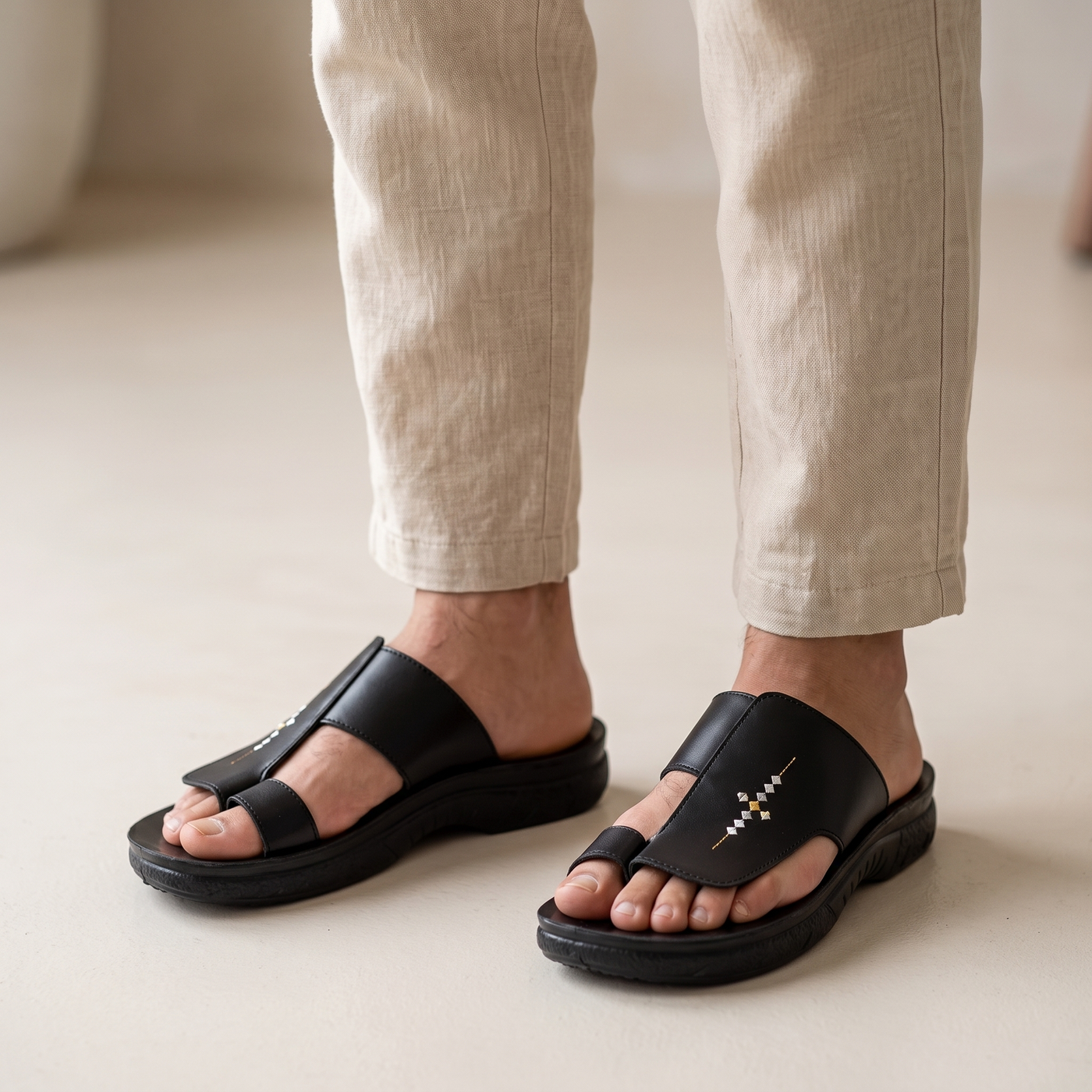 5513 Tatreez — Men's sport slide, Black – view 2