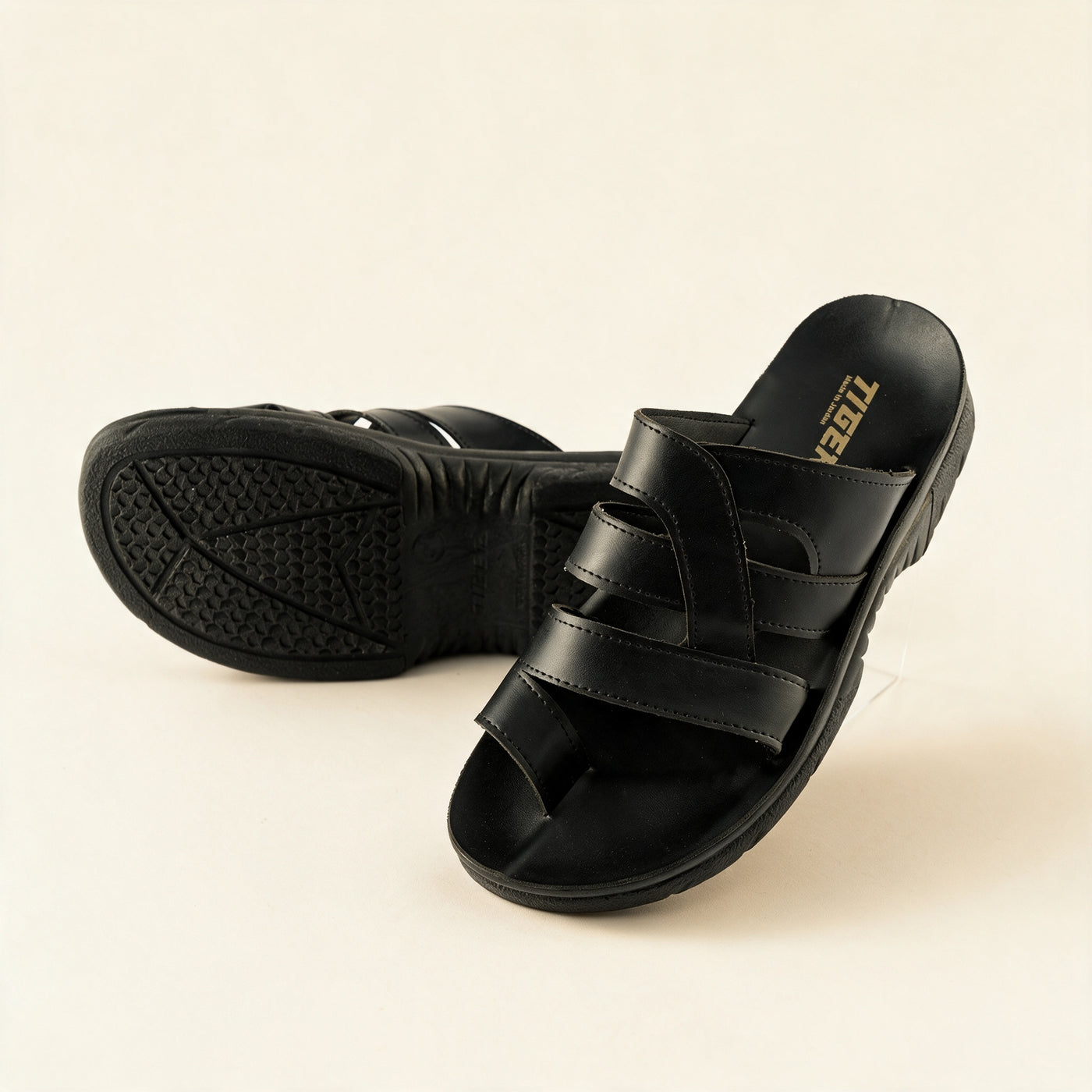 5515 — Men's triple-strap slide, Black