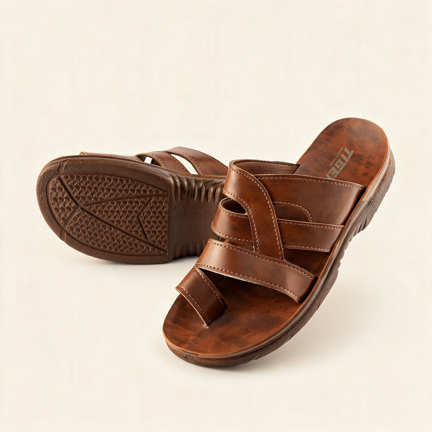5515 — Men's triple-strap slide, Brown