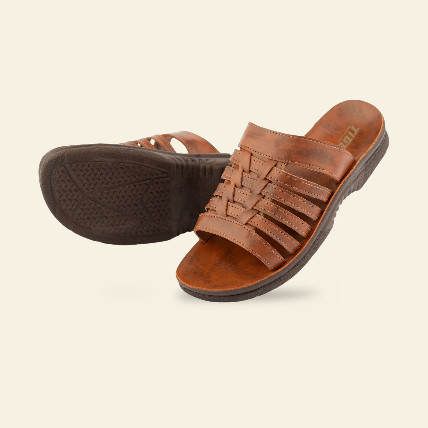 5518 Italian — Men's woven-strap slide, Brown