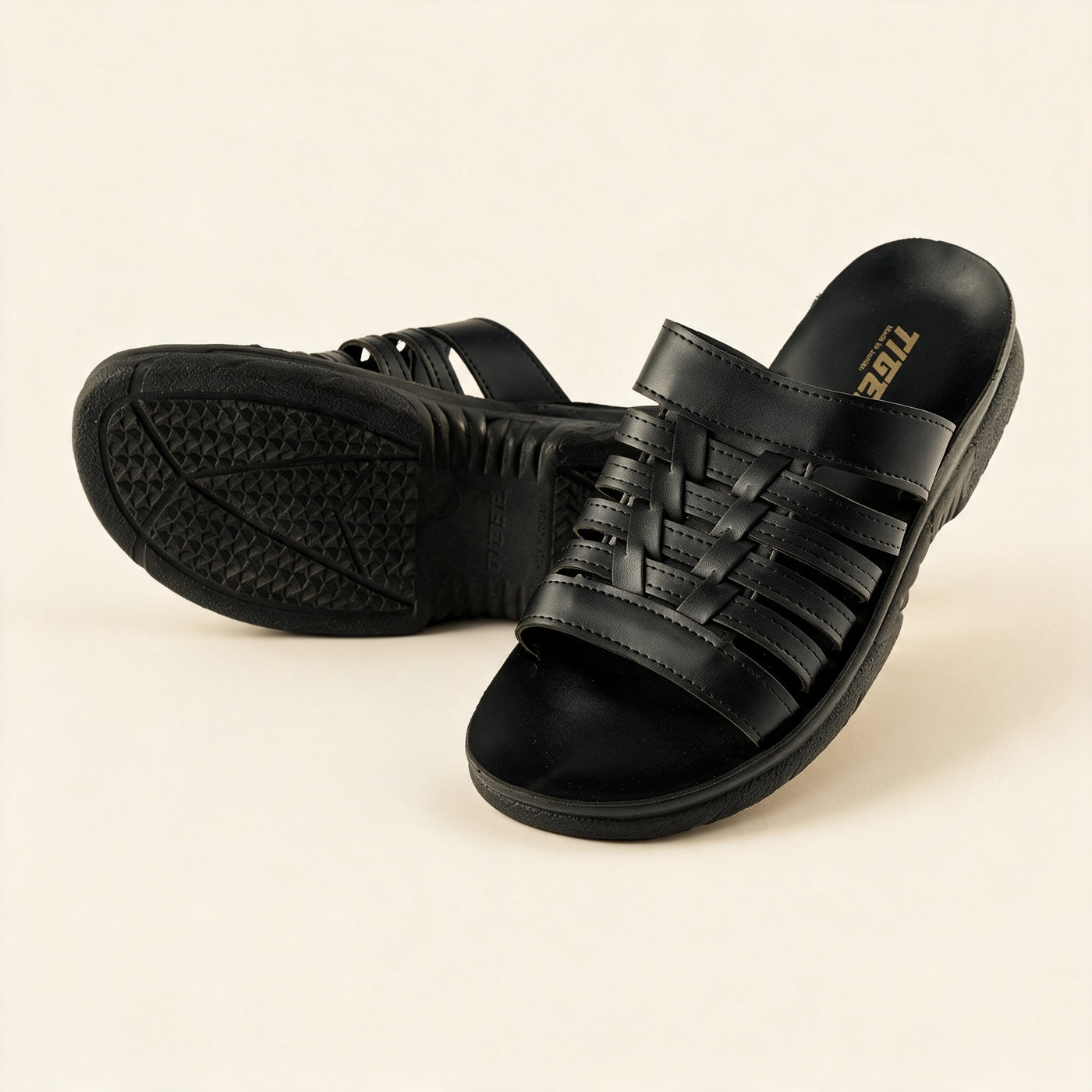 5518 Italian — Men's woven-strap slide, Black