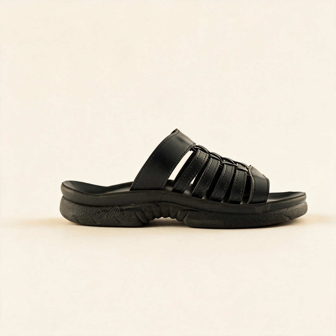 5518 Italian — Men's woven-strap slide, Black – view 3