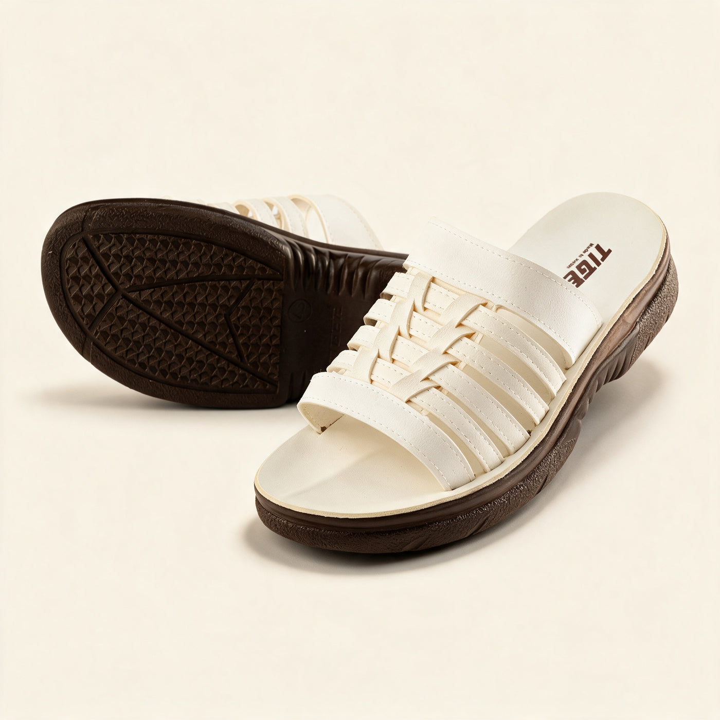 5518 Italian — Men's woven-strap slide, White