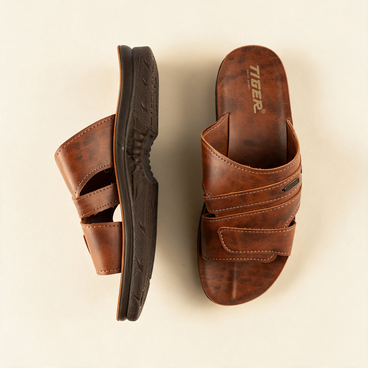 5522 Italian — Men's cross-strap slide, Brown – view 3