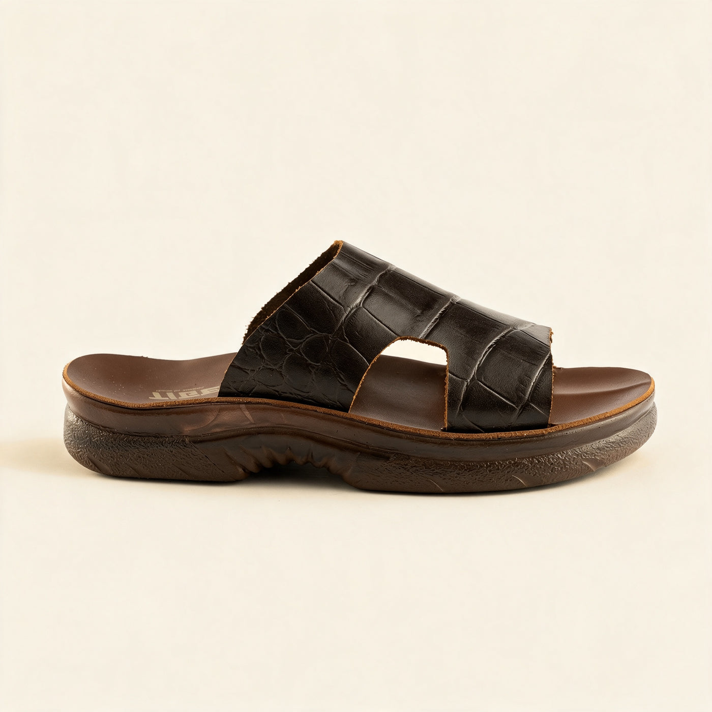 6512 Genuine — Men's single-band slide, Croco Chocolate – view 3