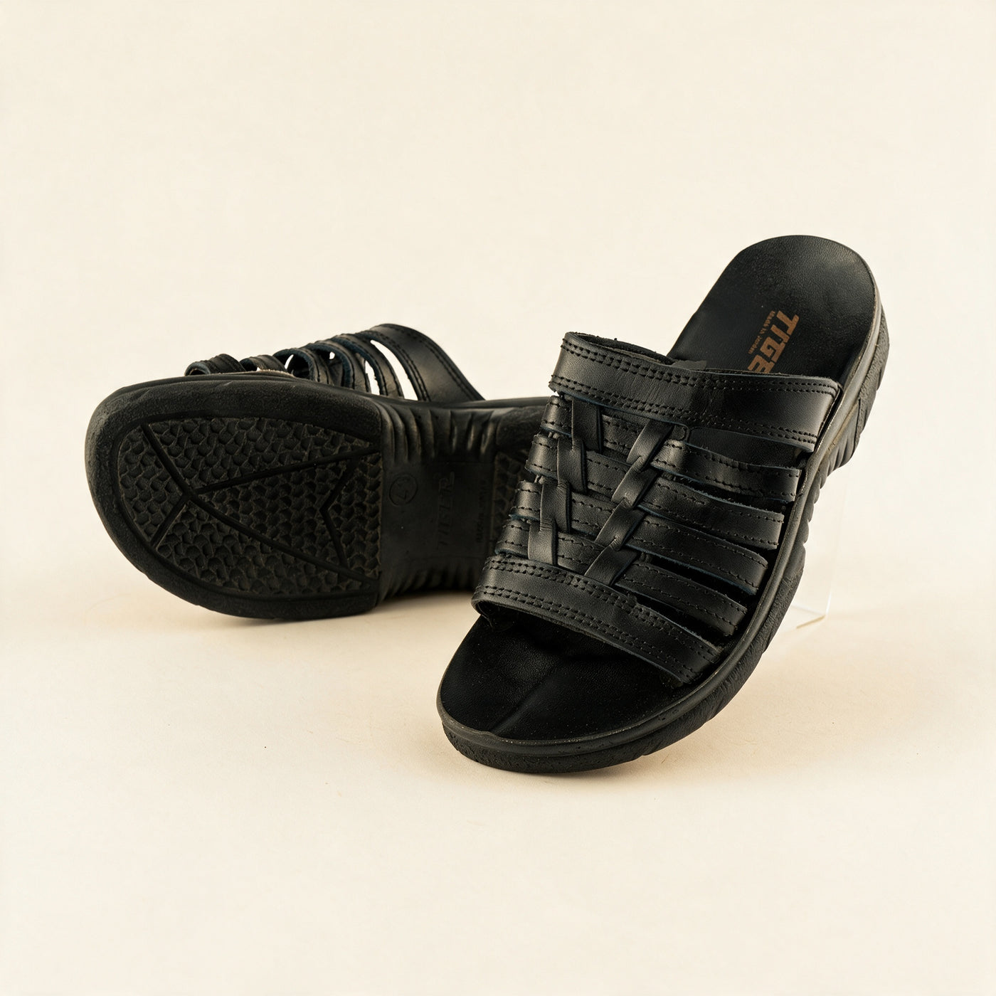 6518 Genuine — Men's woven-strap slide, Black – view 3