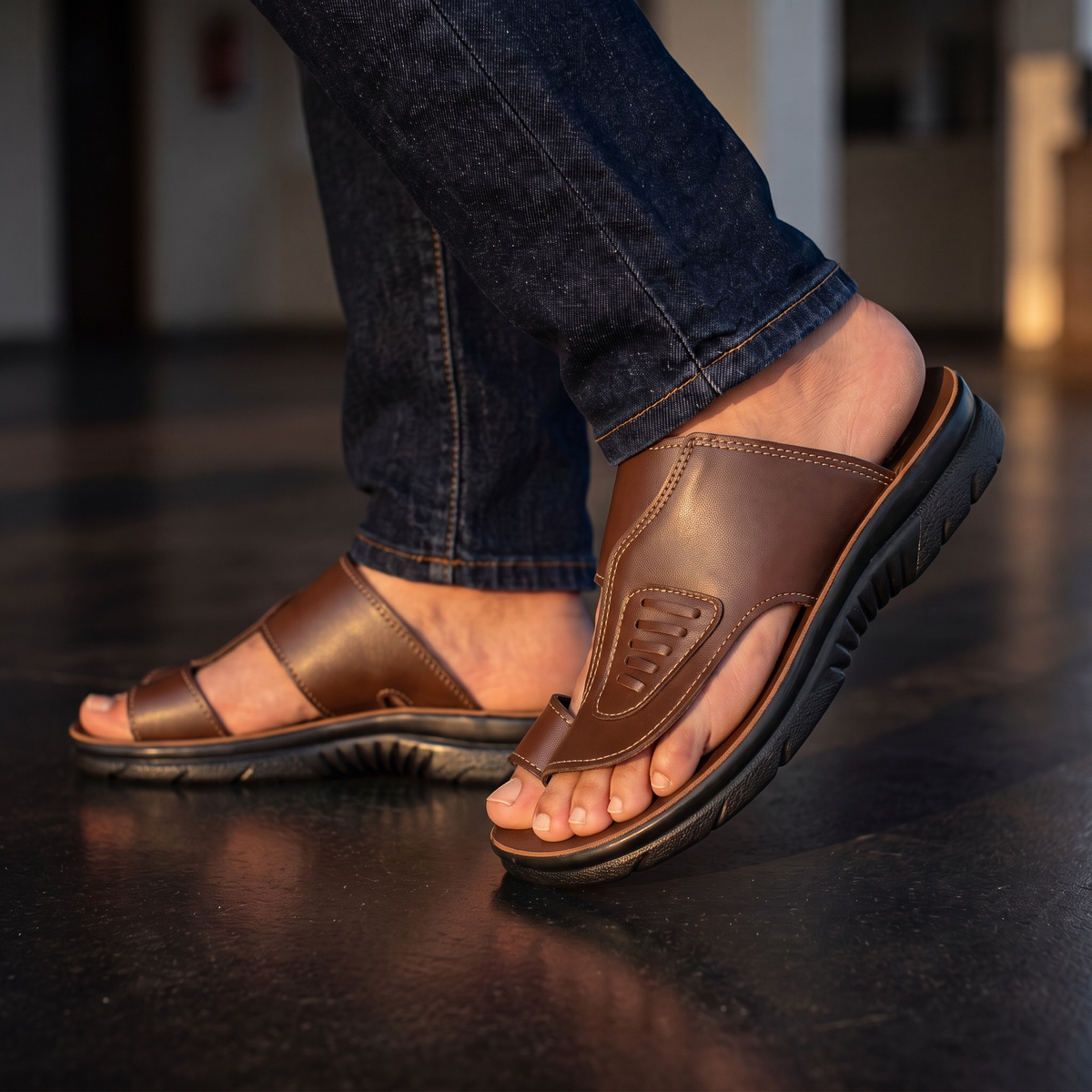 5513 — Men's sport slide, Chocolate – view 4