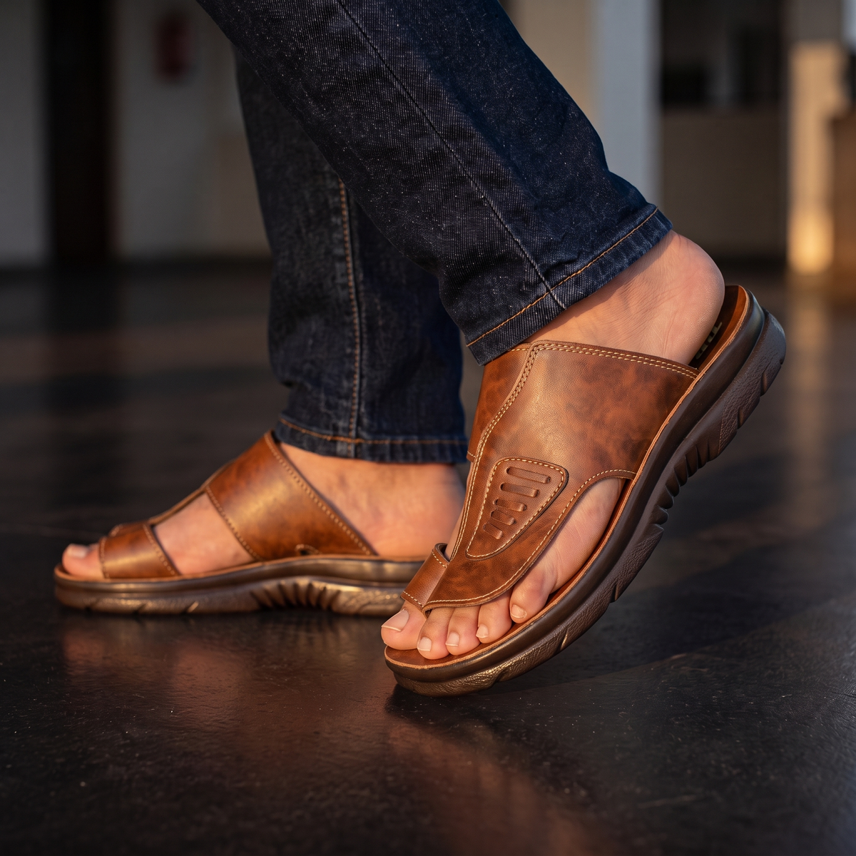 5513 — Men's sport slide, Brown – view 3