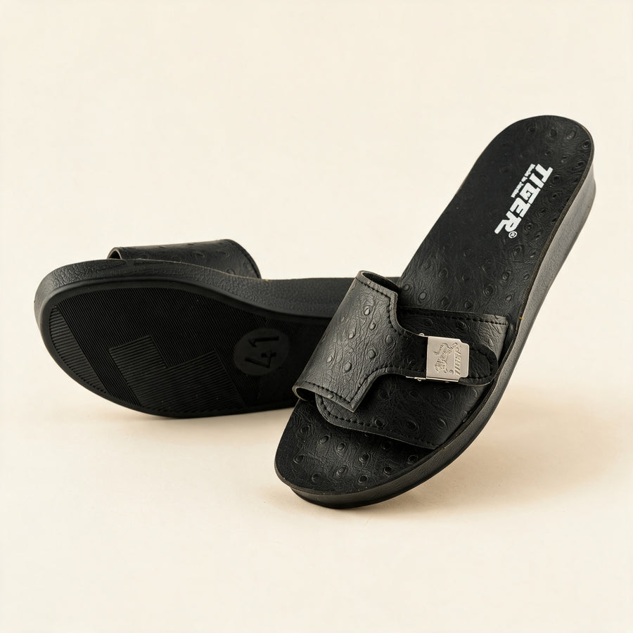 3142 — Ladies' wedge buckle slide, Black