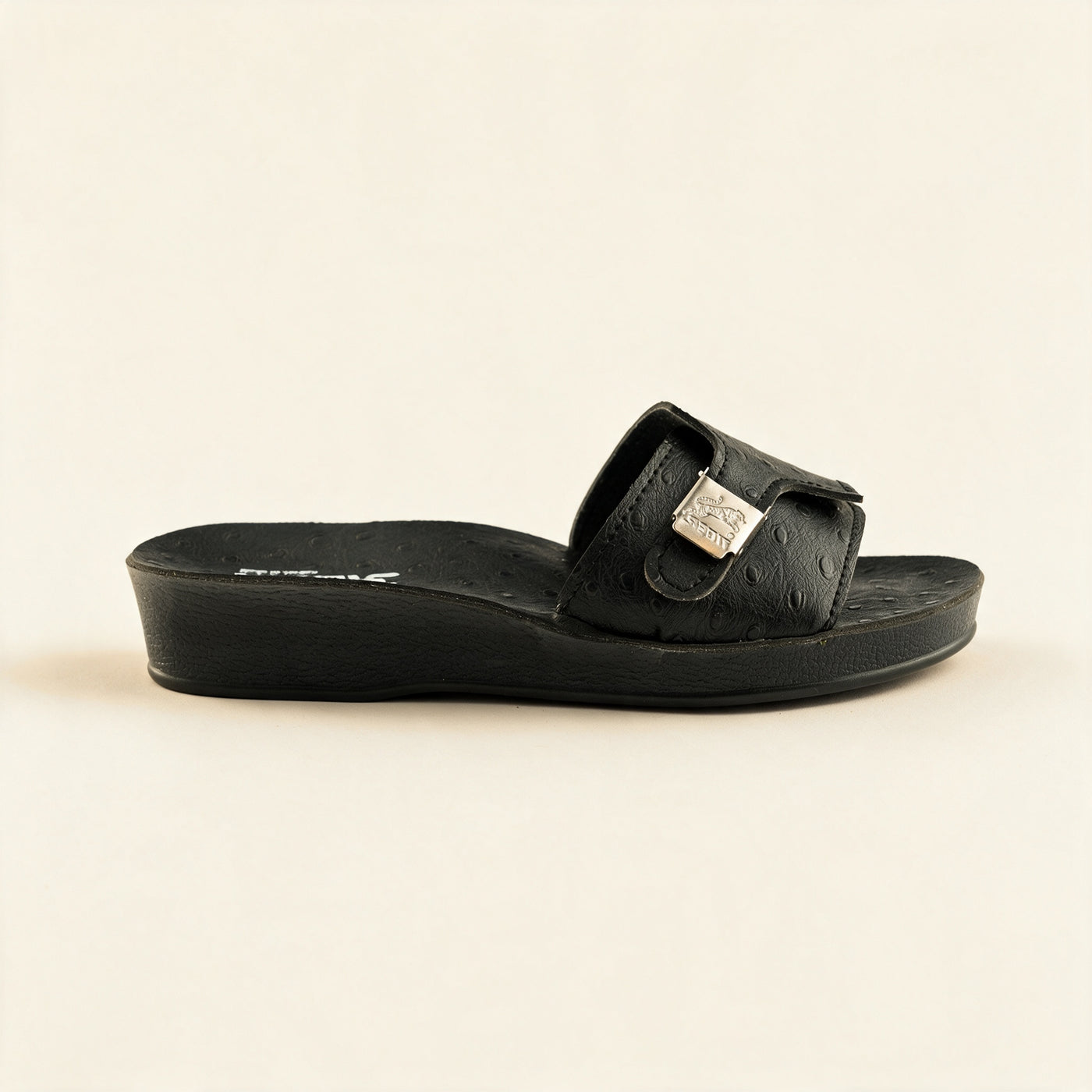 3142 — Ladies' wedge buckle slide, Black &ndash; view 3