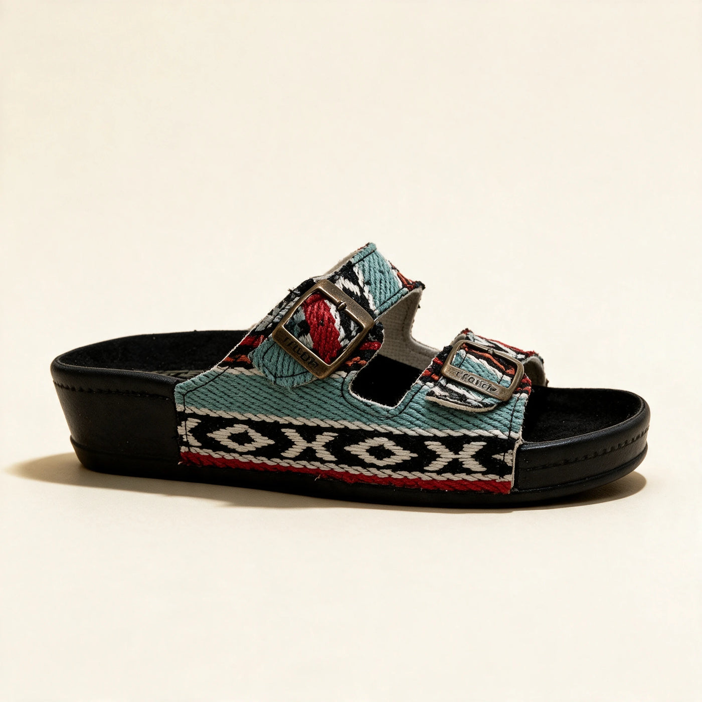 5078 Sadu — Twin-buckle footbed slide, Blue