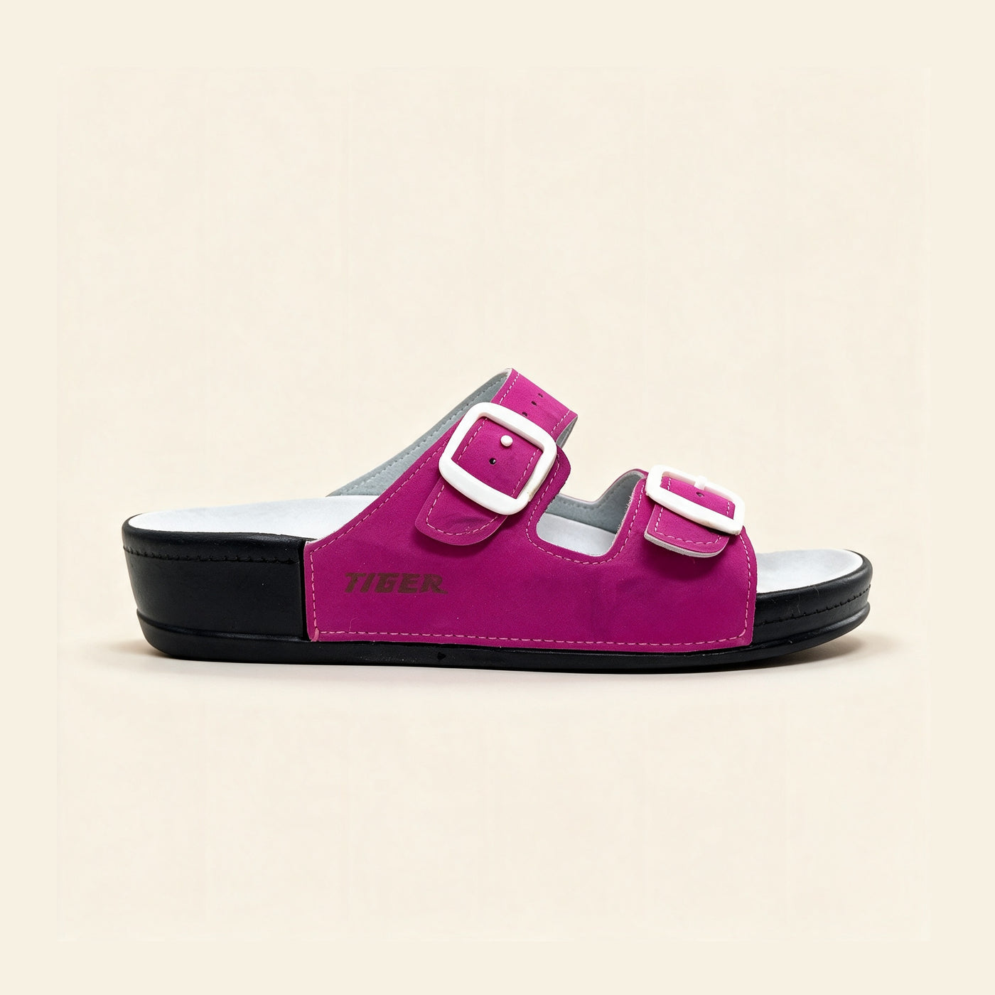 5078 NBK — Twin-buckle footbed slide, Magenta &ndash; view 3