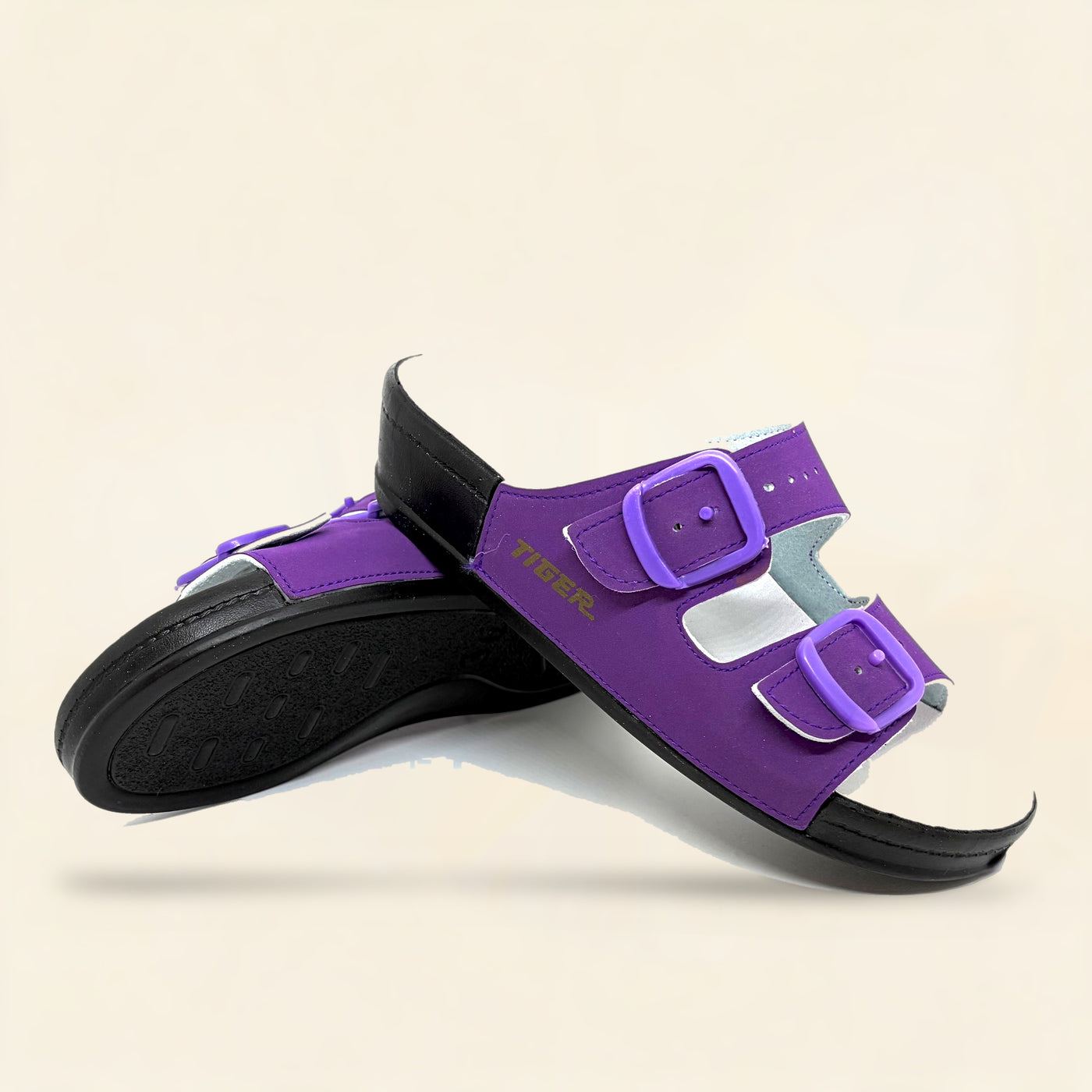 5078 NBK — Twin-buckle footbed slide, Purple
