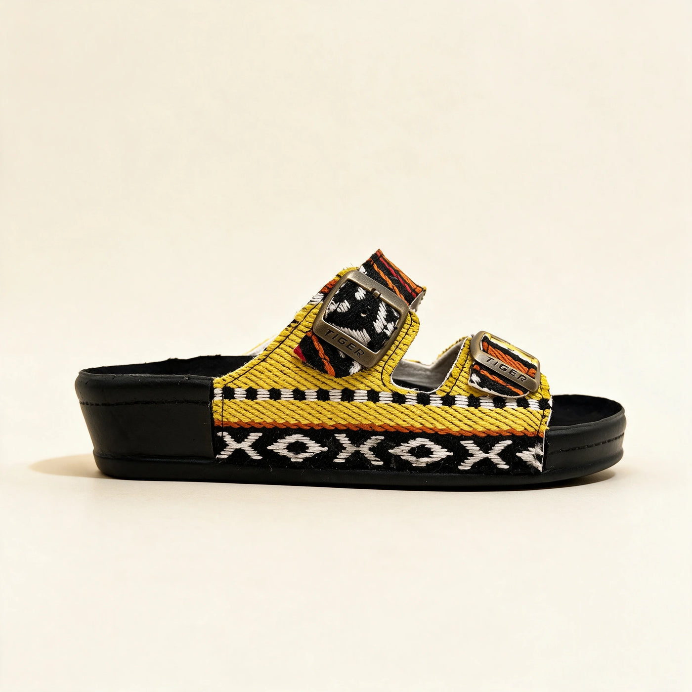 5078 Sadu — Twin-buckle footbed slide, Yellow