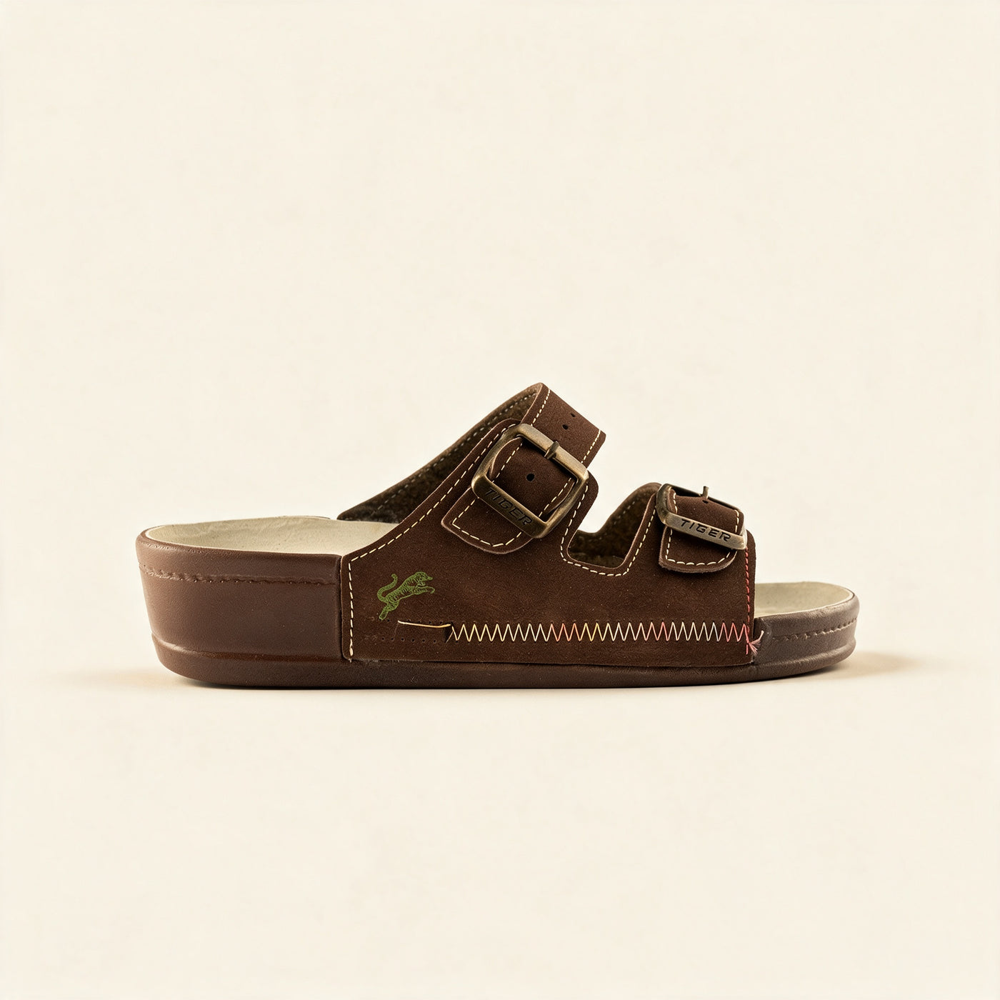 5078 NBK — Twin-buckle footbed slide, Brown &ndash; view 3