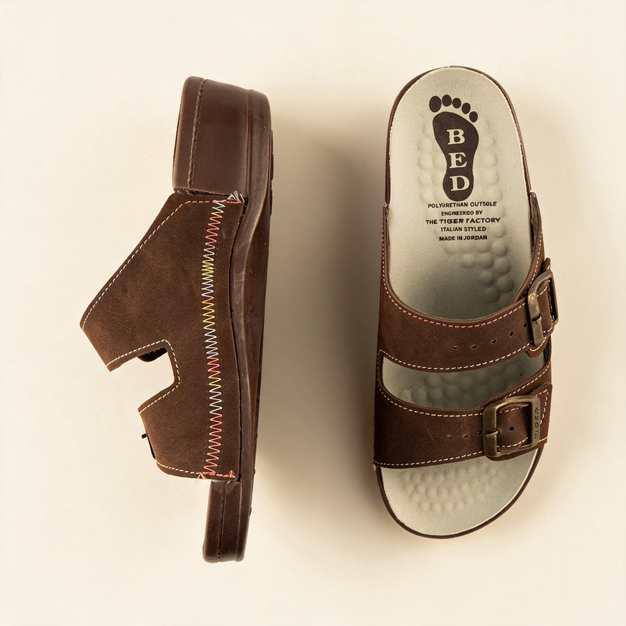 5078 NBK — Twin-buckle footbed slide, Brown &ndash; view 4