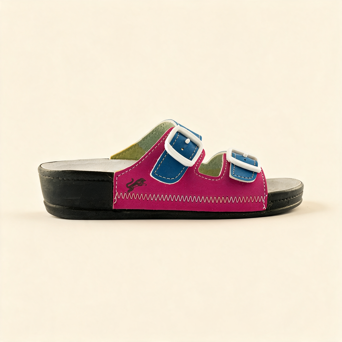5078 NBK — Twin-buckle footbed slide, Pink &ndash; view 2