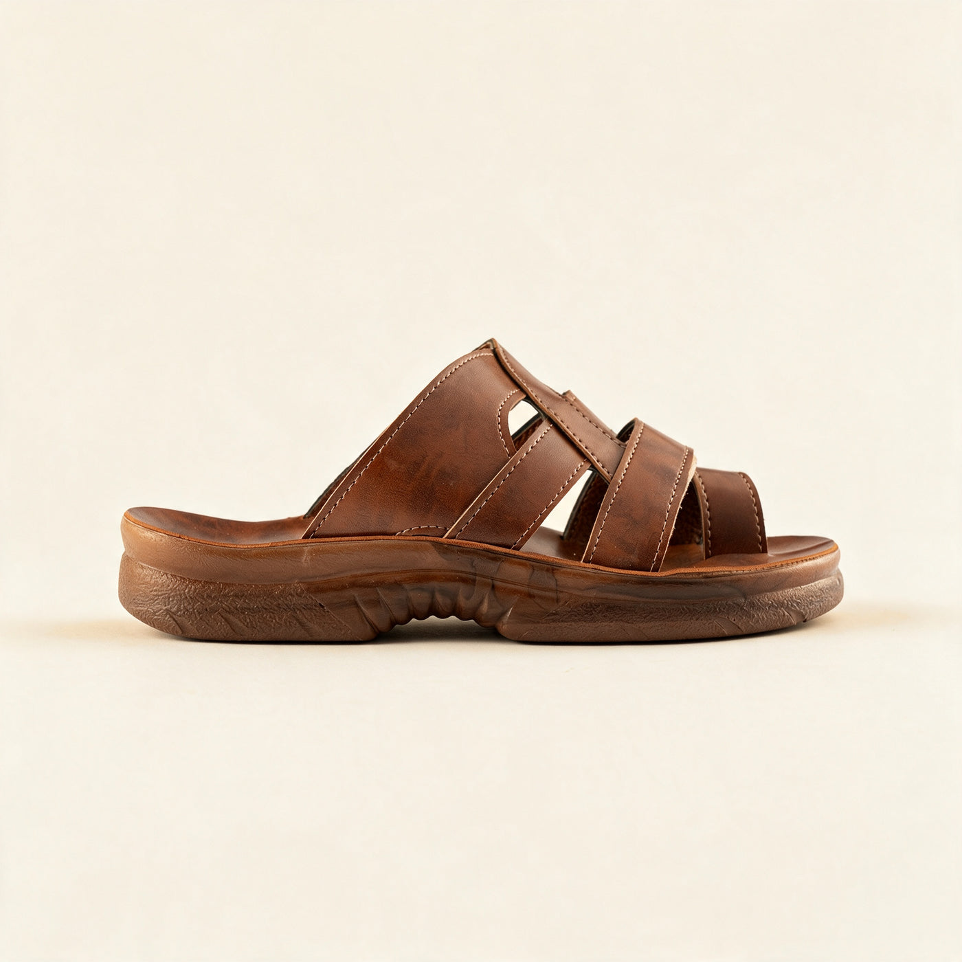 5515 — Men's triple-strap slide, Brown &ndash; view 2