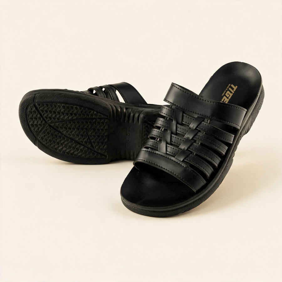 5518 Italian — Men's woven-strap slide, Black