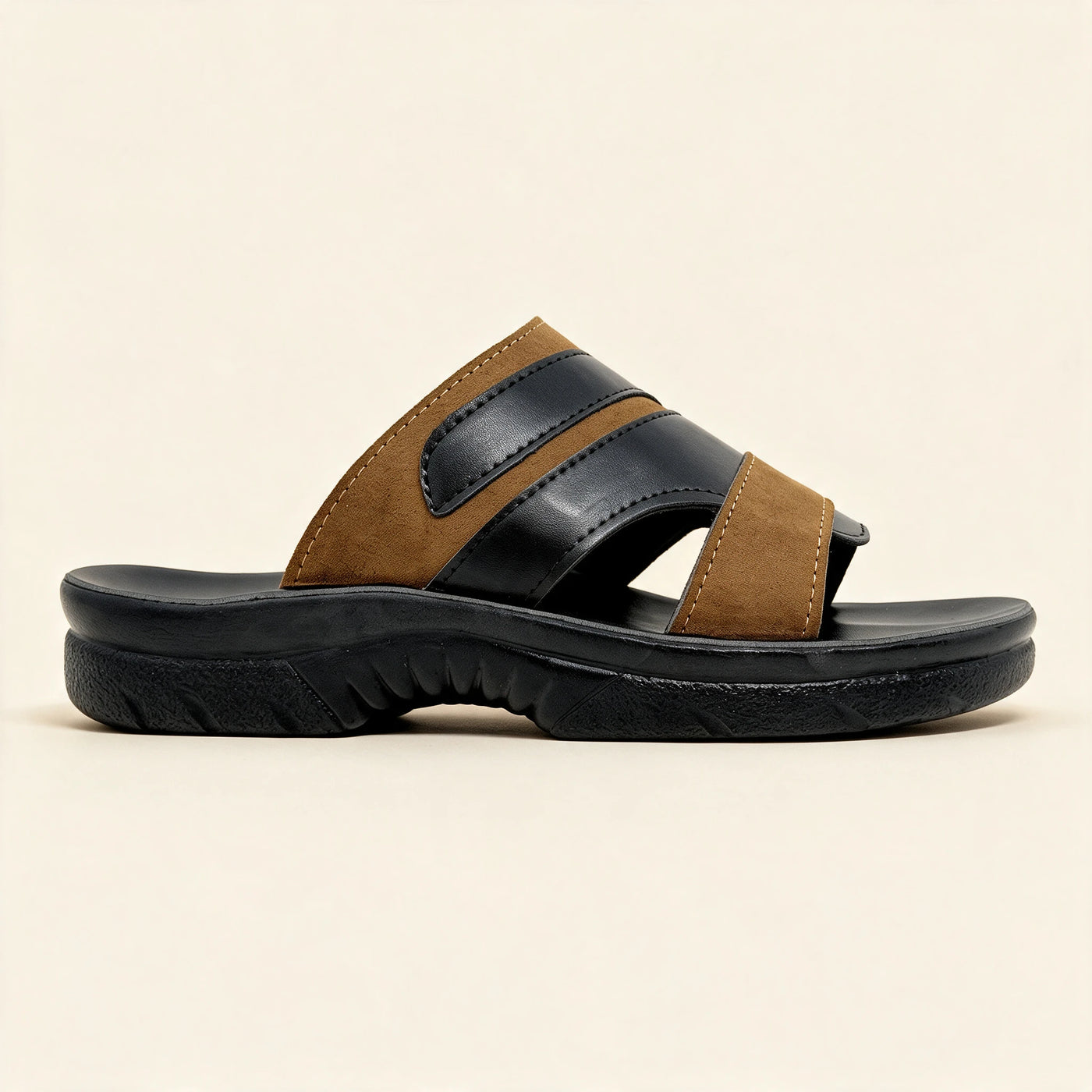 5522 NBK — Men's cross-strap slide, Camel