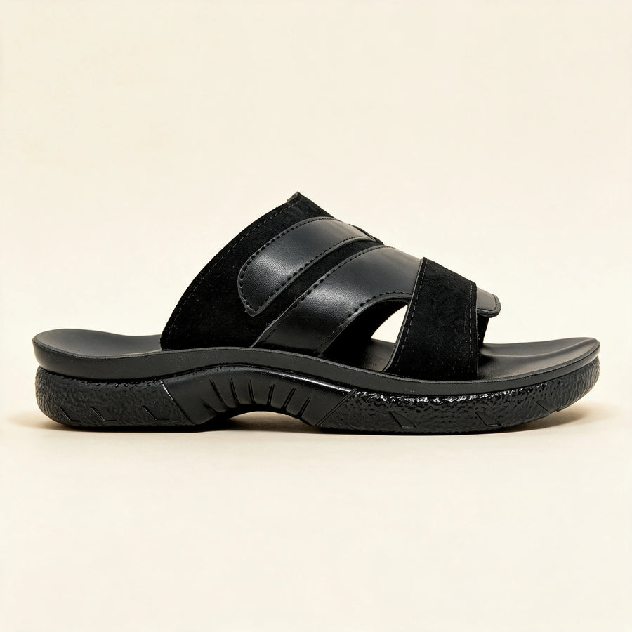 5522 NBK — Men's cross-strap slide, N. Black
