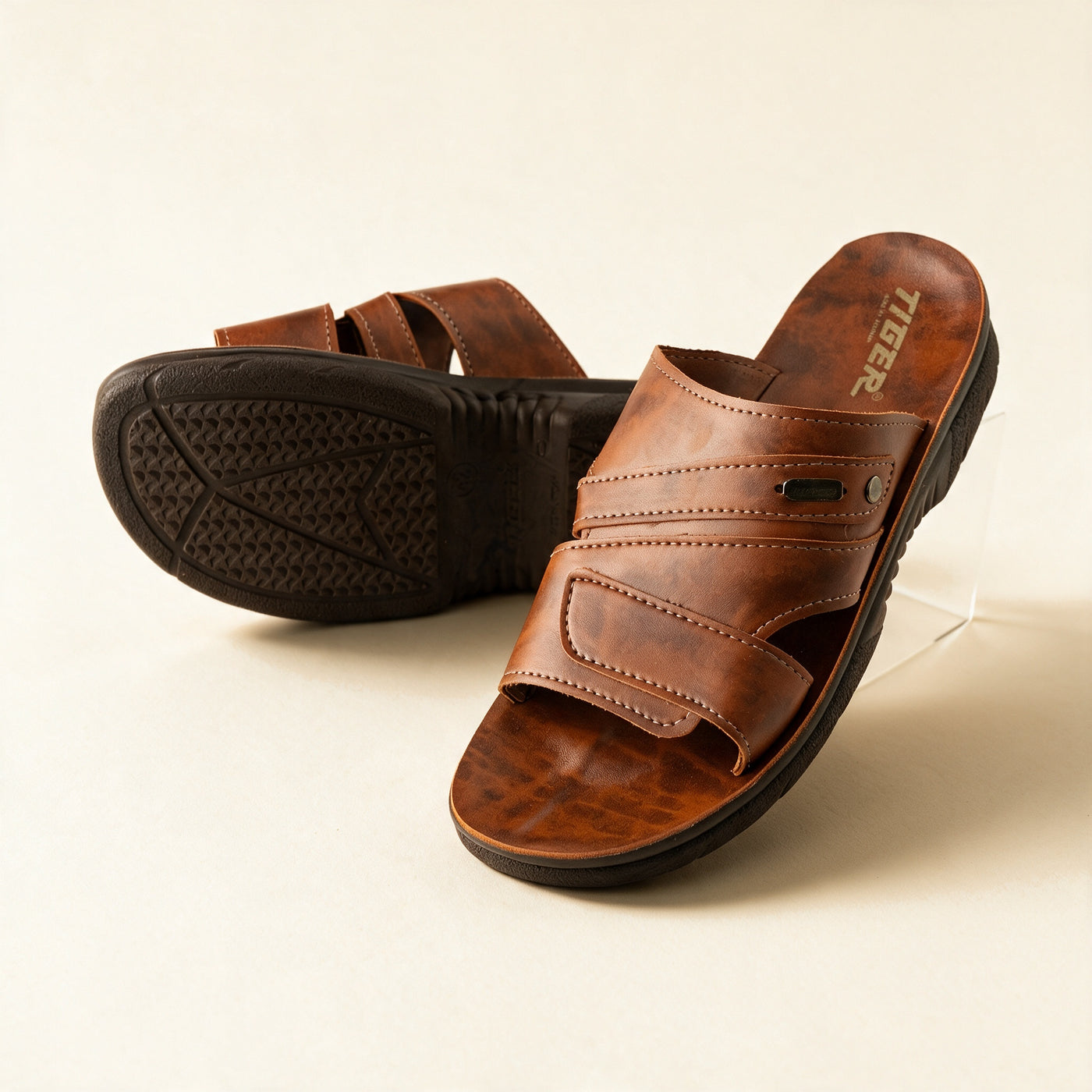 5522 Italian — Men's cross-strap slide, Brown