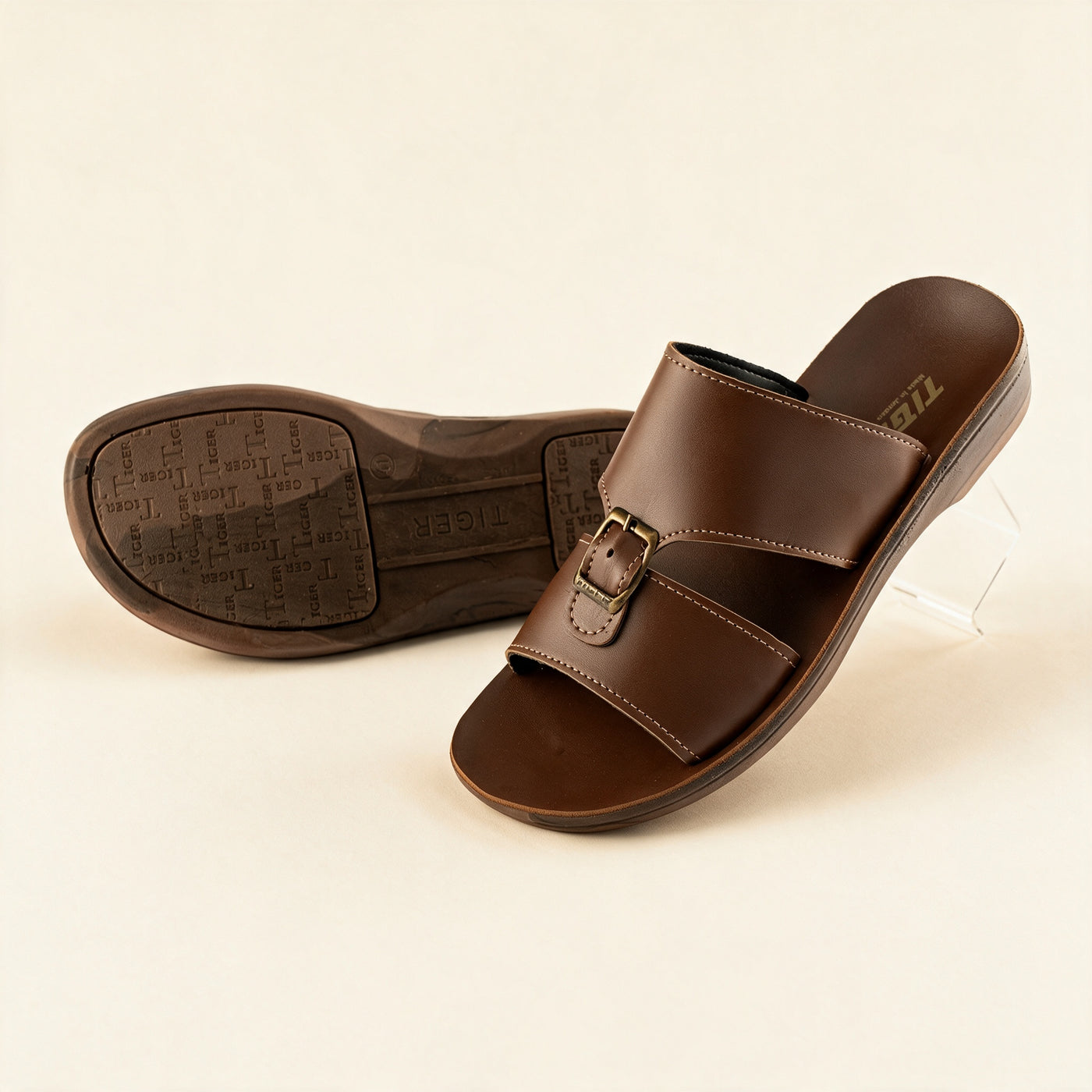 8101 Italian — Men's buckle slide, Chocolate