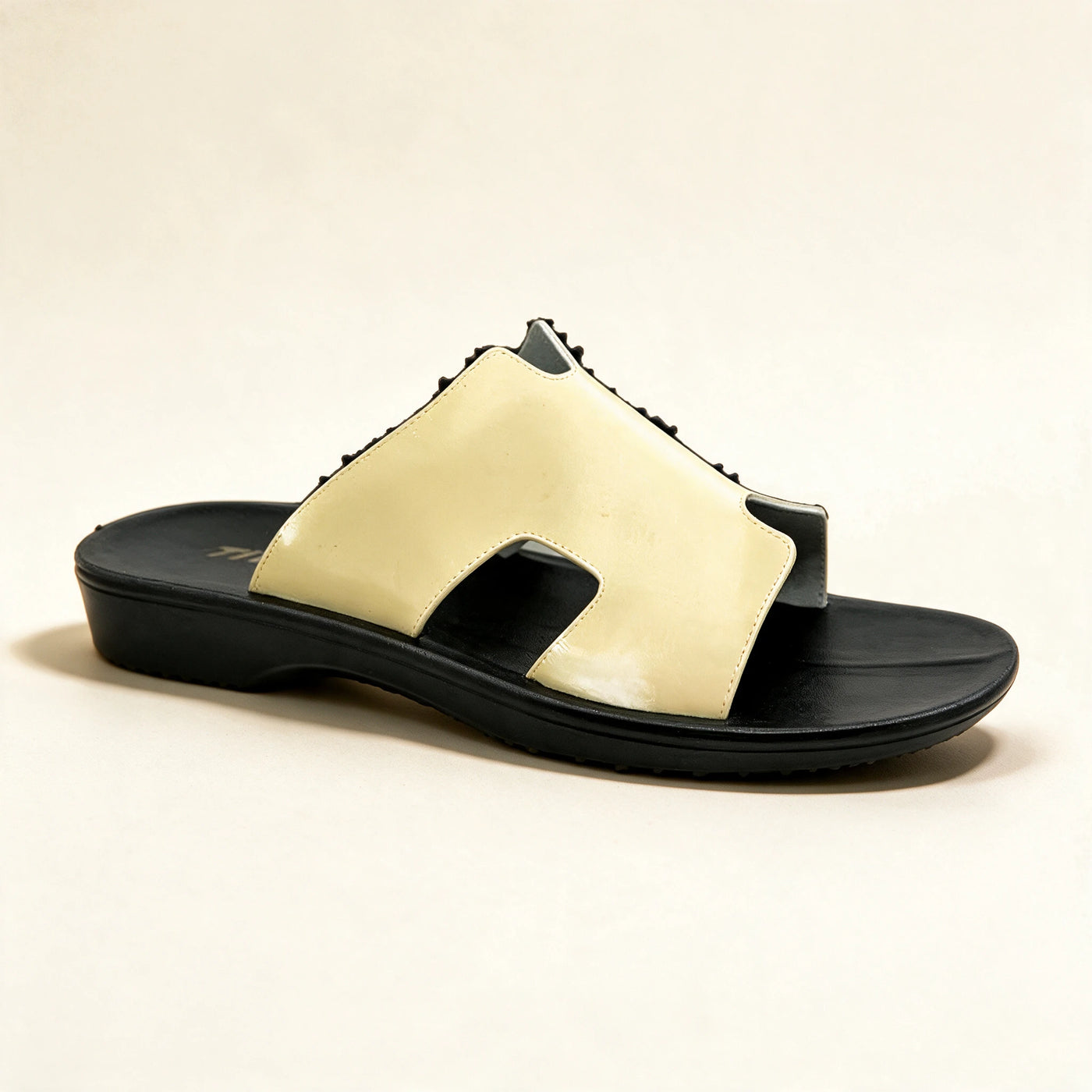 8102 Italian — Men's H-strap slide, Beige Glitter