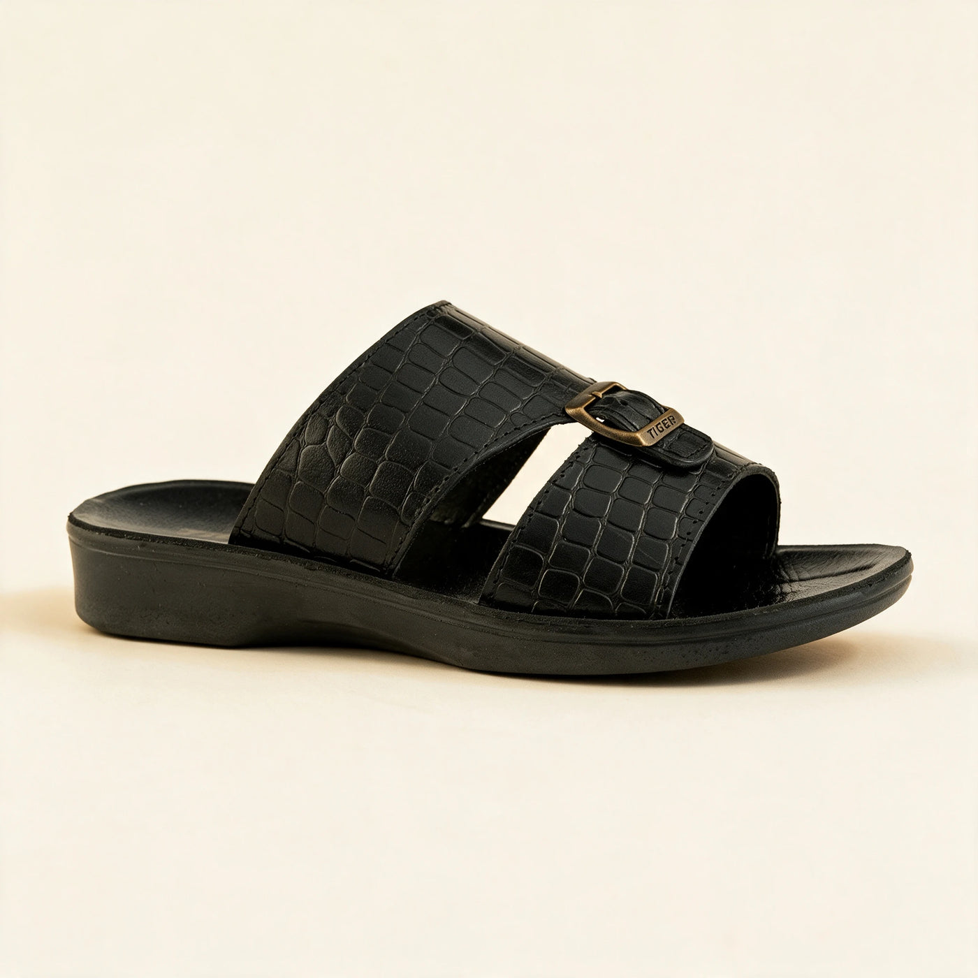 9101 Genuine — Men's buckle slide, Black