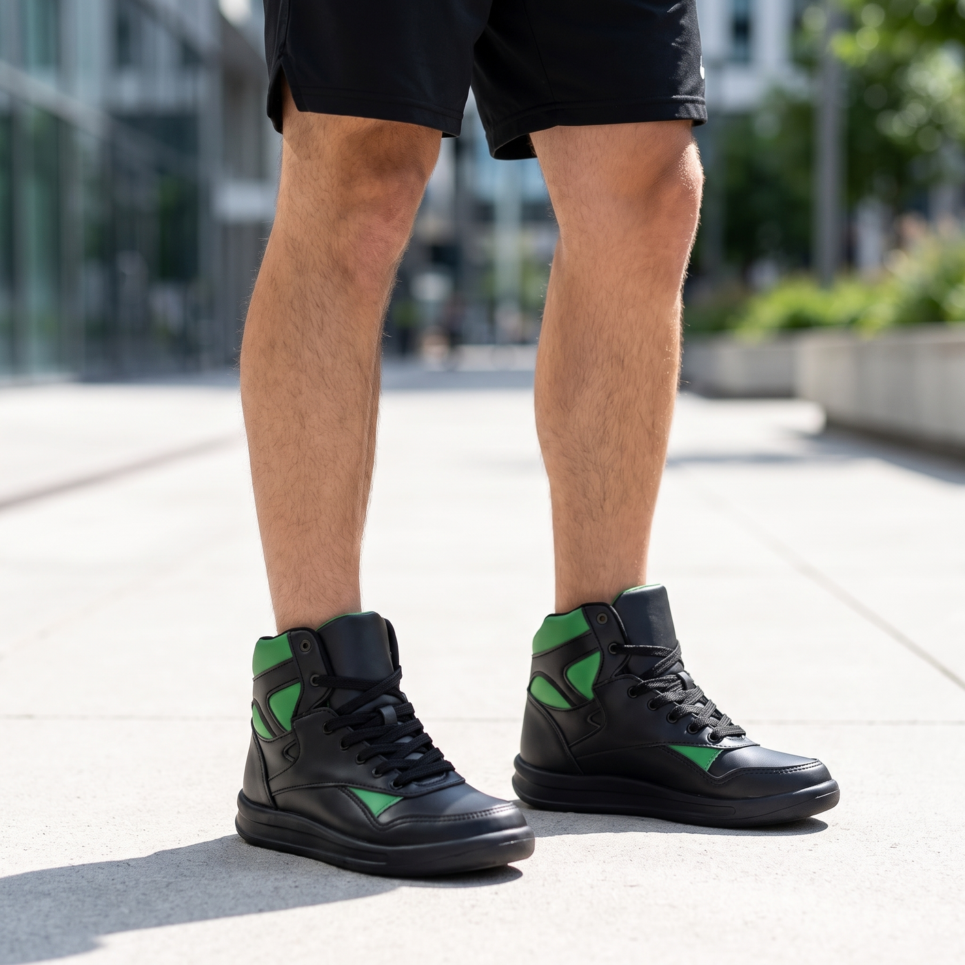 1077 — High-top sneaker, Black / Green &ndash; view 2
